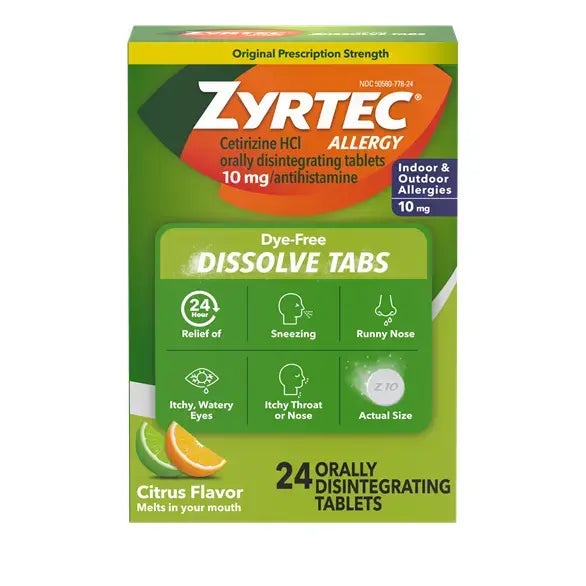 Zyrtec® 24 Hour Allergy Relief Dissolve Tabs 10 mg Citrus